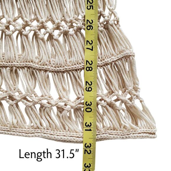 Macramé Crochet Open Weave Dress Beach Coverup Beige Size S/M - Picture 9 of 13